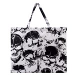 Halloween Grunge Skulls Zipper Large Tote Bag