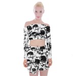 Halloween Grunge Skulls Off Shoulder Top with Mini Skirt Set