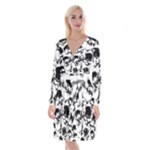 Halloween Grunge Skulls Long Sleeve Velvet Front Wrap Dress