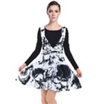 Halloween Grunge Skulls Plunge Pinafore Dress