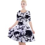 Halloween Grunge Skulls Quarter Sleeve A-Line Dress