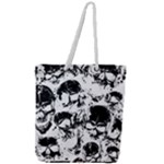 Halloween Grunge Skulls Full Print Rope Handle Tote (Large)