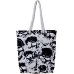 Halloween Grunge Skulls Full Print Rope Handle Tote (Small)