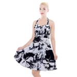 Halloween Grunge Skulls Halter Party Swing Dress 