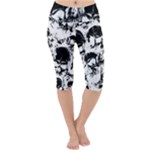 Halloween Grunge Skulls Lightweight Velour Cropped Yoga Leggings