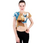 oktoberfest blonde beer girl Crew Neck Crop Top