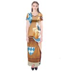 oktoberfest blonde beer girl Short Sleeve Maxi Dress