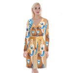 oktoberfest blonde beer girl Long Sleeve Velvet Front Wrap Dress