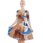 oktoberfest blonde beer girl Quarter Sleeve A-Line Dress