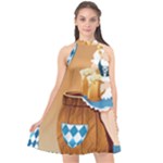 oktoberfest blonde beer girl Halter Neckline Chiffon Dress 