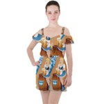 oktoberfest blonde beer girl Ruffle Cut Out Chiffon Playsuit