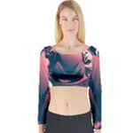 dark thanksgiving dinner Long Sleeve Crop Top