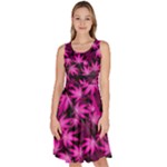 Dark Pink Cannabis Marijuana Knee Length Skater Dress With Pockets