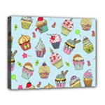 Cupcake Doodle Pattern Canvas 14  x 11  (Stretched)