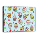 Cupcake Doodle Pattern Canvas 16  x 12  (Stretched)