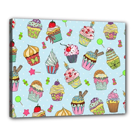 Cupcake Doodle Pattern Canvas 20  x 16  (Stretched) from ArtsNow.com