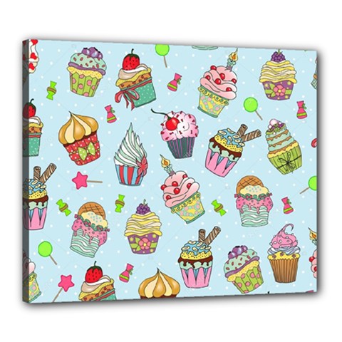 Cupcake Doodle Pattern Canvas 24  x 20  (Stretched) from ArtsNow.com