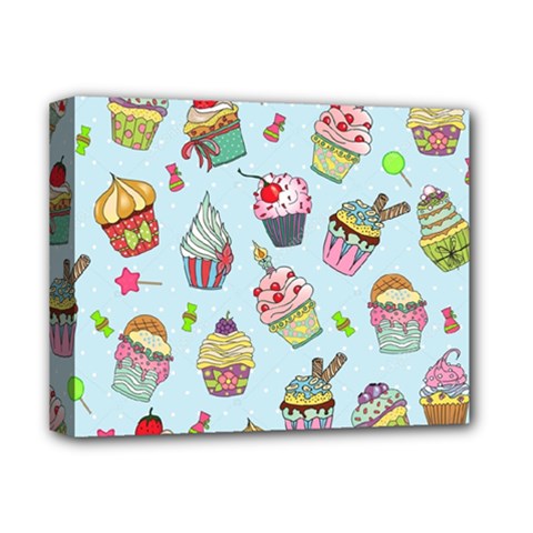 Cupcake Doodle Pattern Deluxe Canvas 14  x 11  (Stretched) from ArtsNow.com