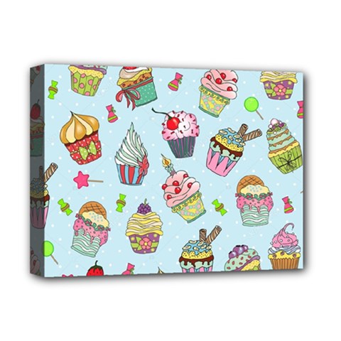 Cupcake Doodle Pattern Deluxe Canvas 16  x 12  (Stretched)  from ArtsNow.com