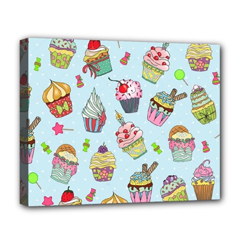 Cupcake Doodle Pattern Deluxe Canvas 20  x 16  (Stretched) from ArtsNow.com