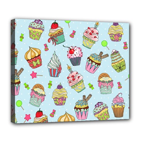 Cupcake Doodle Pattern Deluxe Canvas 24  x 20  (Stretched) from ArtsNow.com