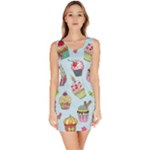 Cupcake Doodle Pattern Bodycon Dress