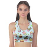 Cupcake Doodle Pattern Sports Bra