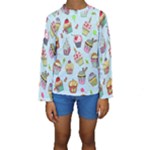 Cupcake Doodle Pattern Kids  Long Sleeve Swimwear