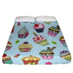 Cupcake Doodle Pattern Fitted Sheet (Queen Size)