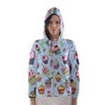 Cupcake Doodle Pattern Women s Hooded Windbreaker