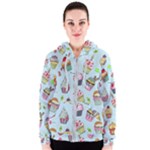 Cupcake Doodle Pattern Women s Zipper Hoodie