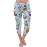 Cupcake Doodle Pattern Capri Winter Leggings 