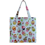 Cupcake Doodle Pattern Zipper Grocery Tote Bag