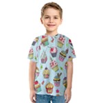 Cupcake Doodle Pattern Kids  Sport Mesh Tee