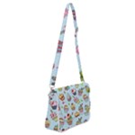 Cupcake Doodle Pattern Shoulder Bag with Back Zipper