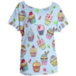 Cupcake Doodle Pattern Women s Oversized Tee