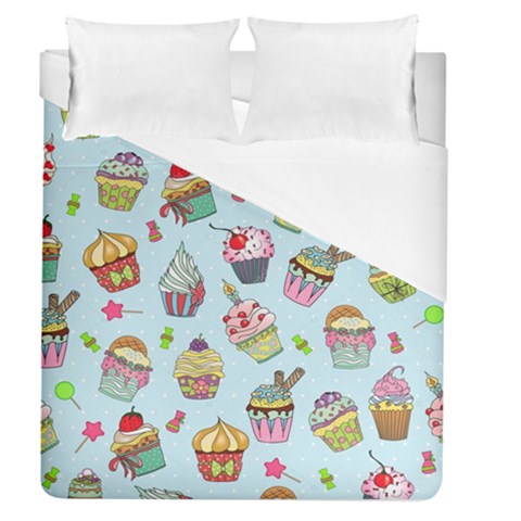 Cupcake Doodle Pattern Duvet Cover (Queen Size) from ArtsNow.com