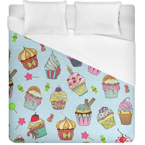 Cupcake Doodle Pattern Duvet Cover (King Size) from ArtsNow.com