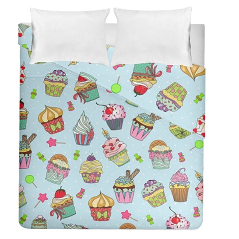 Cupcake Doodle Pattern Duvet Cover Double Side (Queen Size) from ArtsNow.com