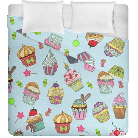 Cupcake Doodle Pattern Duvet Cover Double Side (King Size) from ArtsNow.com