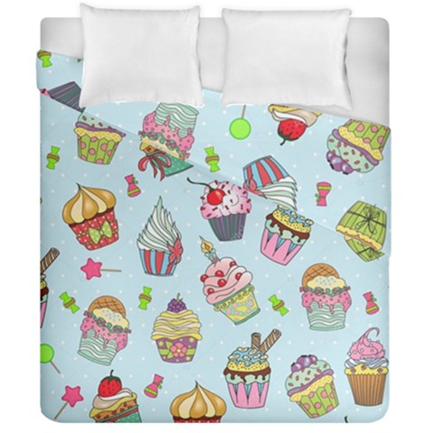 Cupcake Doodle Pattern Duvet Cover Double Side (California King Size) from ArtsNow.com