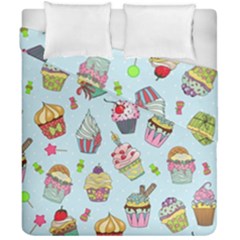 Cupcake Doodle Pattern Duvet Cover Double Side (California King Size) from ArtsNow.com