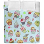 Cupcake Doodle Pattern Duvet Cover Double Side (California King Size)