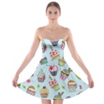 Cupcake Doodle Pattern Strapless Bra Top Dress