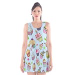 Cupcake Doodle Pattern Scoop Neck Skater Dress