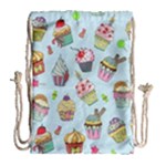 Cupcake Doodle Pattern Drawstring Bag (Large)