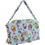 Cupcake Doodle Pattern Canvas Crossbody Bag