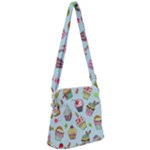 Cupcake Doodle Pattern Zipper Messenger Bag