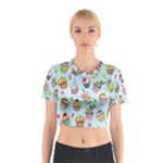 Cupcake Doodle Pattern Cotton Crop Top