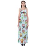 Cupcake Doodle Pattern Empire Waist Maxi Dress